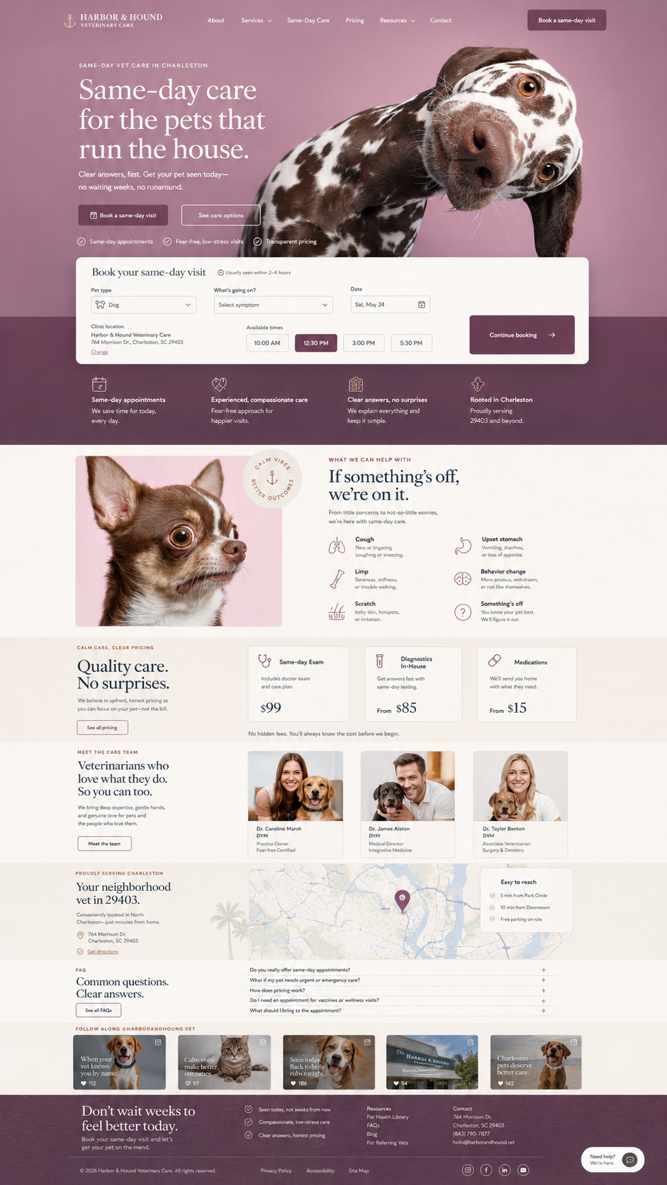 Harbor & Hound sample landing page desktop
