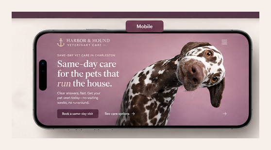 Harbor & Hound sample mobile landing page detail